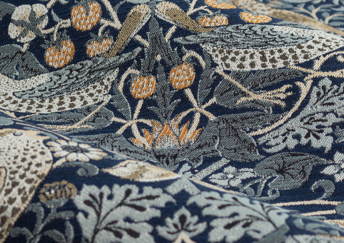 Strawberry Thief Jacquard Pencil Pleat, Indigo - Ready Made Curtains - Image 4